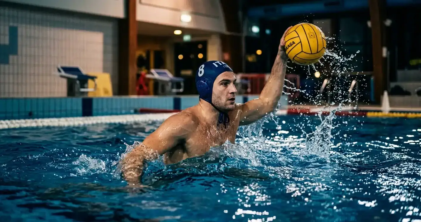 Pallanuotista in azione durante una partita di Serie A1 italiana